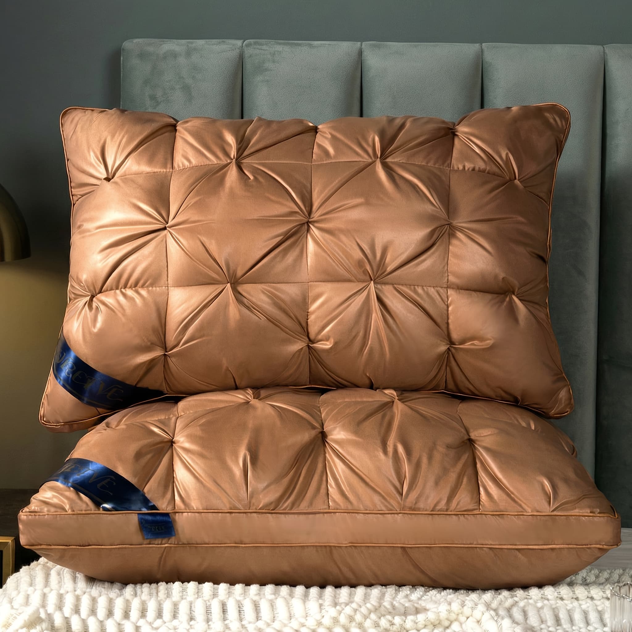 TEMU 2pcs Series Pillows, And Breathable Pillow Core, Deep Sleep Promoting Pillow, Random Colors , Slow Rebound, Neck Support, Suitable For All , Queen/ King Size, Gift.