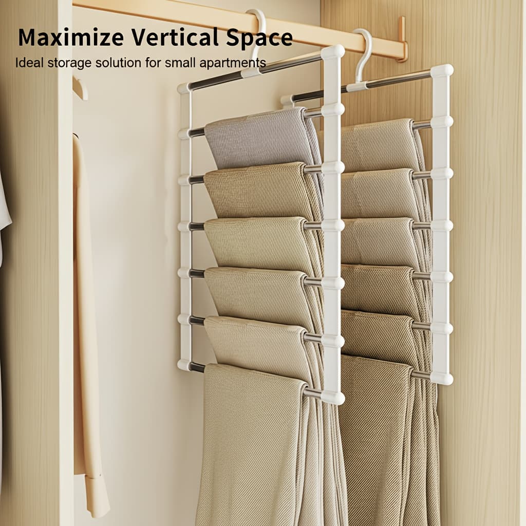 TEMU 3pcs Foldable Pants Hangers, Non-slip Plastic Closet Organizer Racks For Jeans, Leggings, And Scarves, Space-saving Clothing Storage Racks