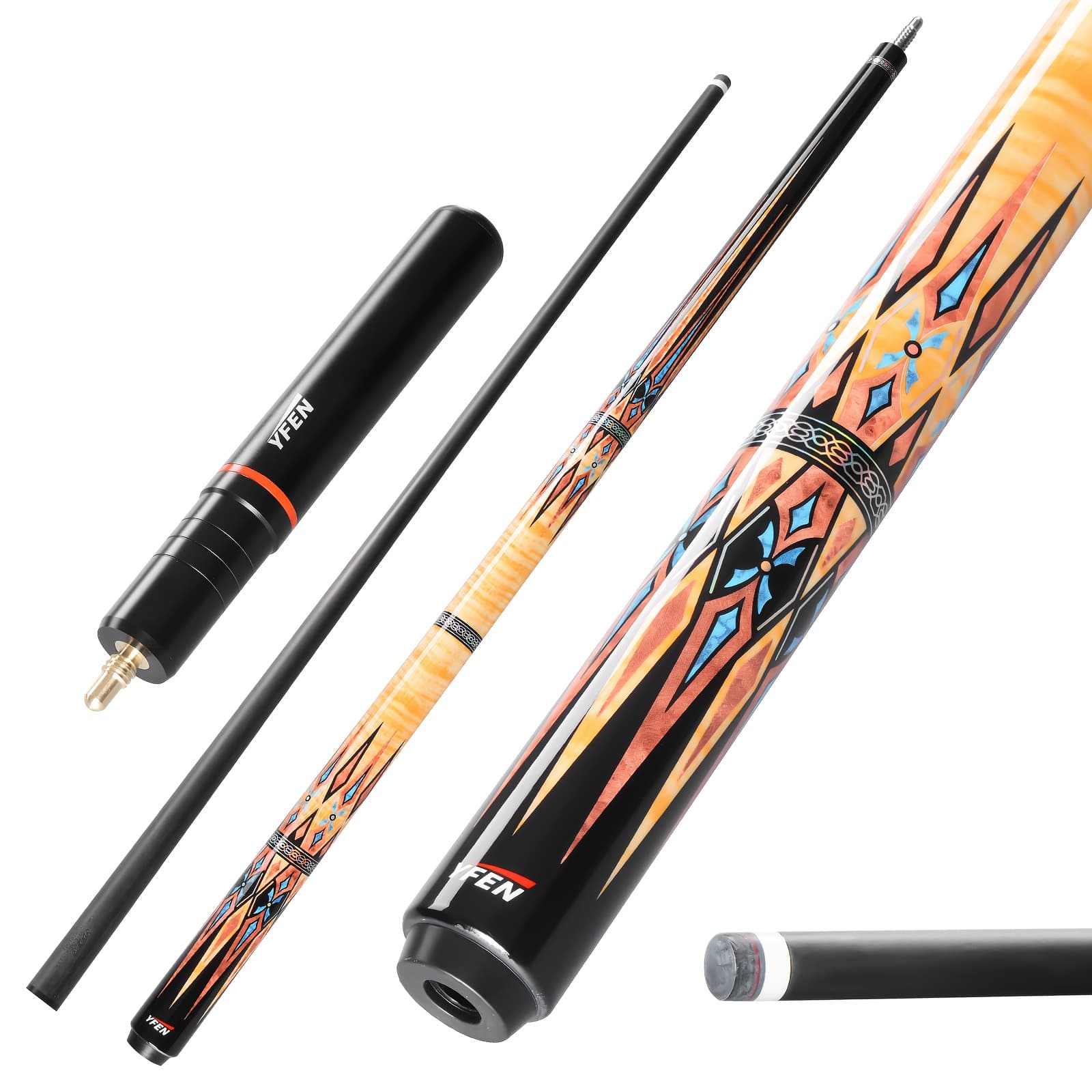 TEMU Carbon Fiber Pool Cue Stick - Professional Billiard Cue With Low 12.5mm Tip, Pro-taper Shaft & , Cue For Competitive Play (//) - Extension Compatible Pool Cues &