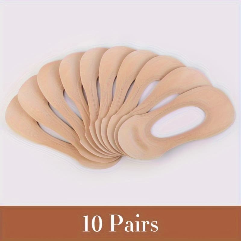 TEMU Apricot-colored Ten-pair Pack No-show Socks, Solid Color Women's Socks, Low-cut Shallow Mouth Socks