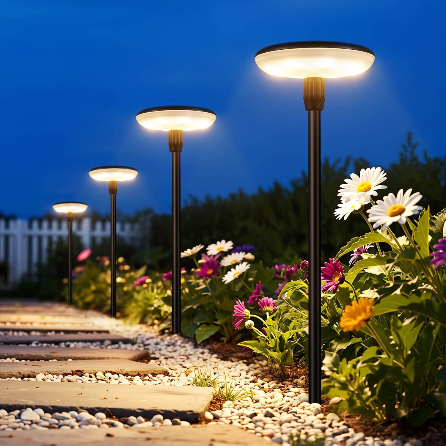 TEMU 4/8 Pack Solar Pathway Lights Outdoor, 2x Solar Lights Outdoor Waterproof, Pathway Light With Larger Panel, Auto Up To 12hrs Driveway Light For Yard Outside Patio Path Lawn