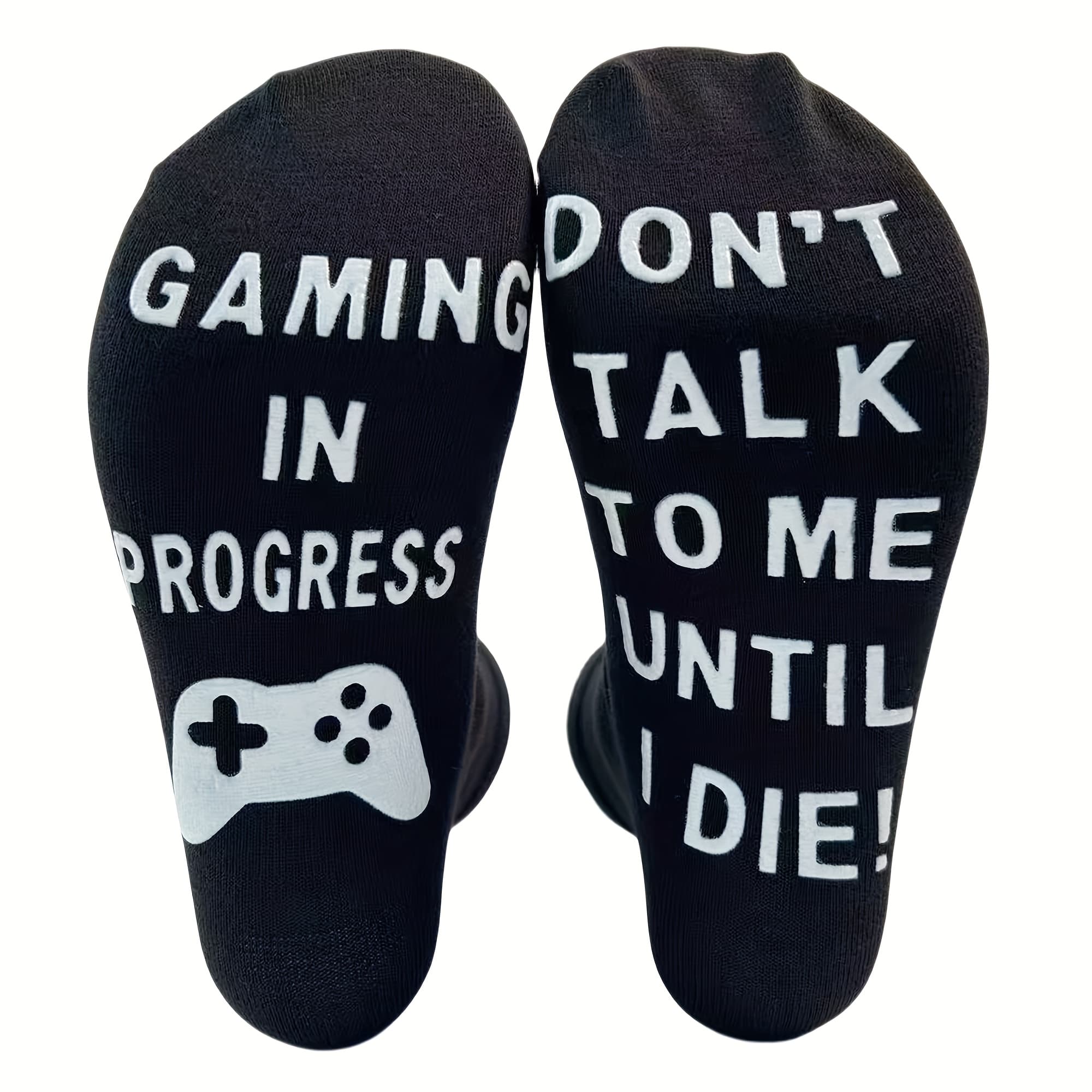 TEMU Fun Game Socks Featuring The ' Progress' - Mid-calf Socks Themed Around Gaming, With A Non-slip Design, Practical And Unique, Perfect For Gamers, Making It A Humorous Gift For