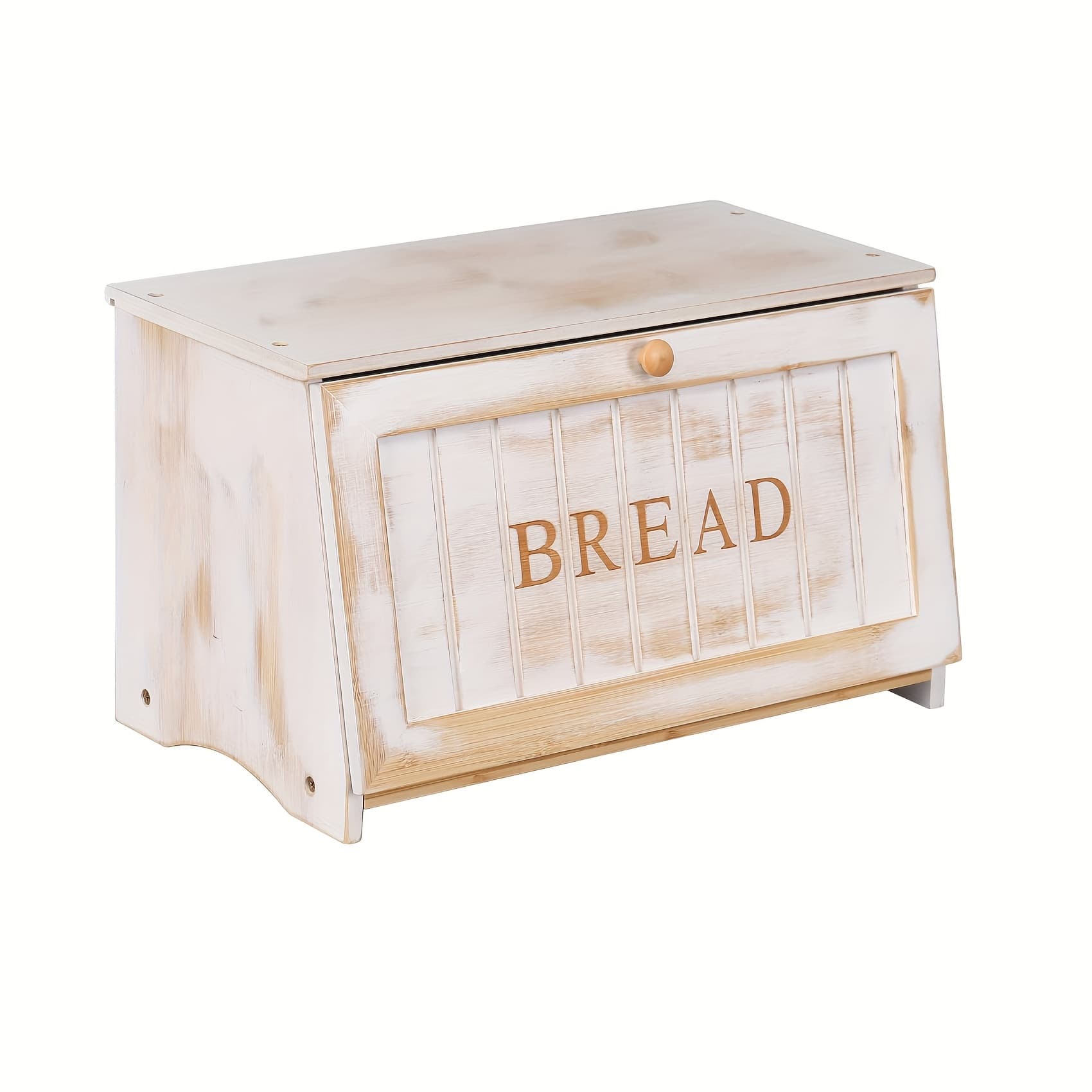 TEMU Vintage Black Wooden Bread Box - Large Capacity, Single Layer Kitchen Organizer For Food Storage, Storage Bins For