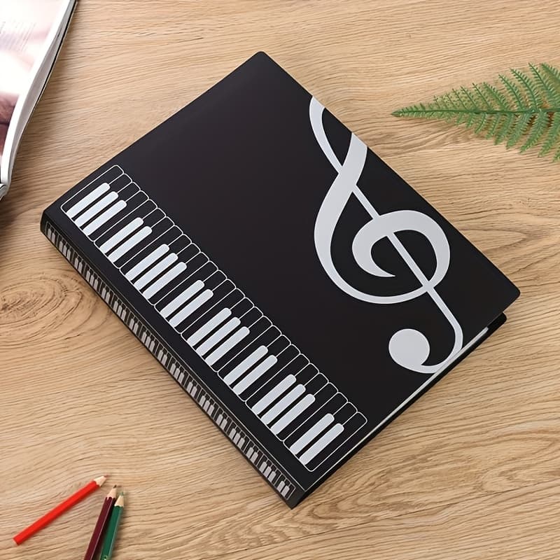 TEMU 40pcs Pockets, Front And Back Can Hold 80 Sheets, Guitar Score Book Clip A4 Data Music Score Folder Pentagram Score Clip Piano Score Clip Insert Clip
