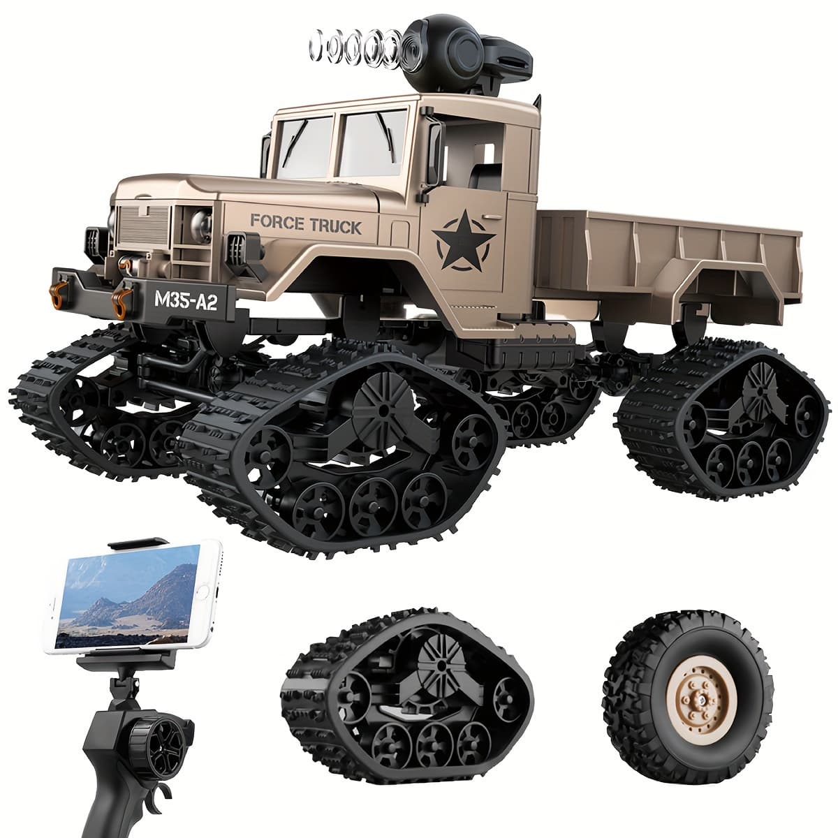 TEMU Rc Hobby Toys Military -road 4wd 2.4ghz All Terrain Vehicle With Wi-fi Hd For Kids And Adults