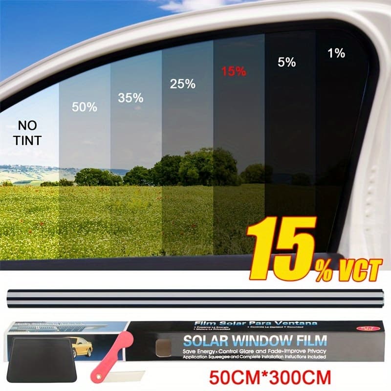 TEMU Uncut Roll Window Tint Film, 5% 15% 25% 35% Vlt, High-quality Pet Material, Uv Protection And Privacy Protection Film, For Automotive Home Offices