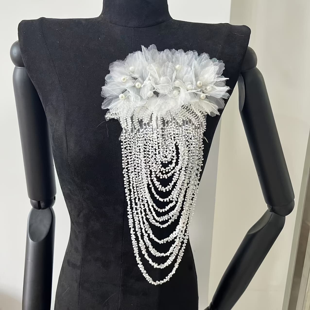 TEMU Hengming Ycs Beaded Embroidery Kit 3d Appliqué Shoulder Flower Chest Flower Suitable For Weddings, Evening Dresses, Formal Events Additions, Luxurious , Beaded Decoration