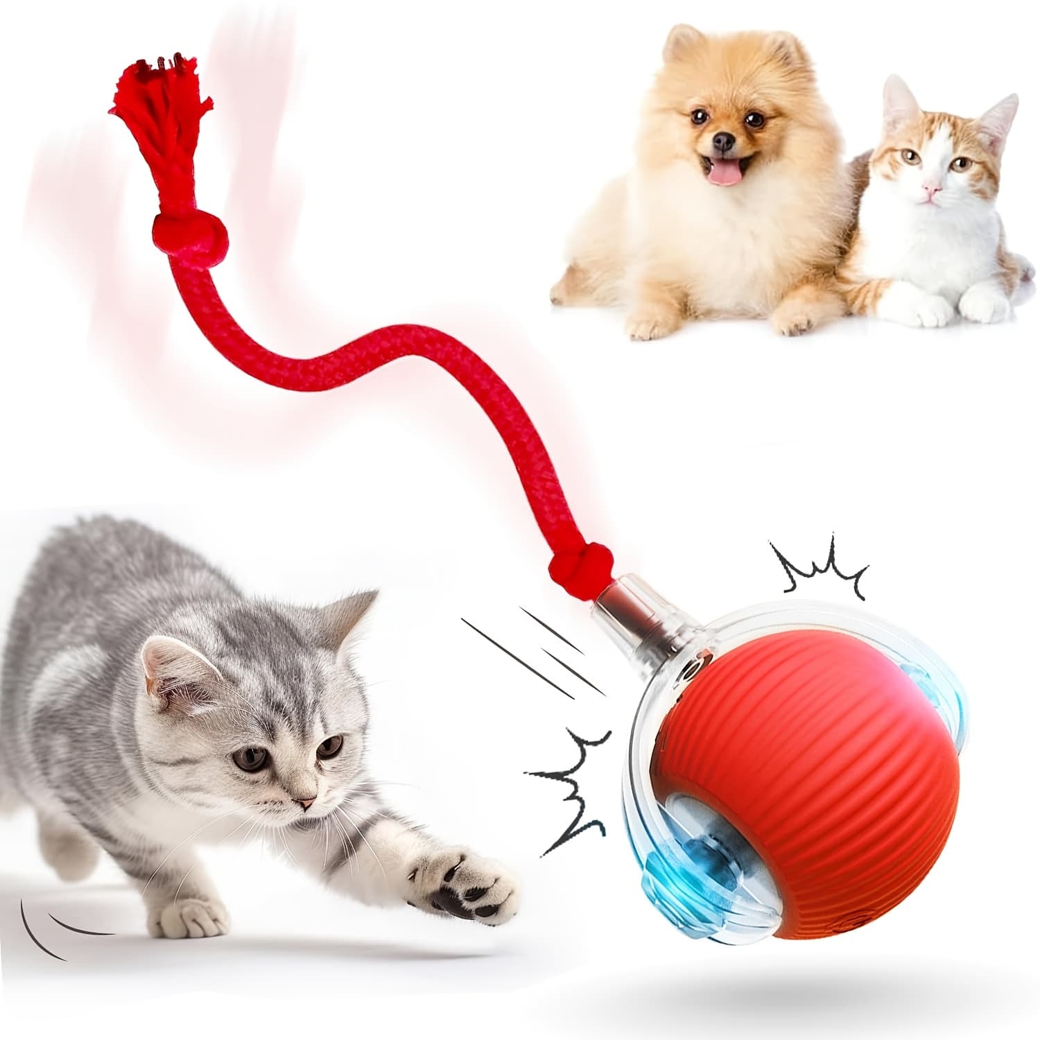 TEMU Automatic Interactive Cat Toy - Electric Intelligent Pet Ball With Grinding And Functions, Made Of Durable Pc Material, Suitable For All Breeds Of Cats