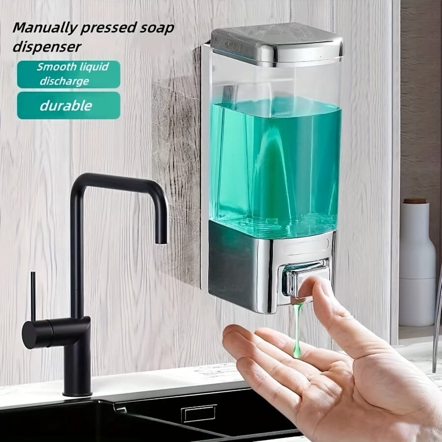 TEMU Soap Dispenser Wall Mounted, 500ml Bathroom Shower Pump Dispenser, Push-type Manual Lotion Shower Soap Dispenser For Home, Bathroom, Kitchen, Hotel, Restaurant Px