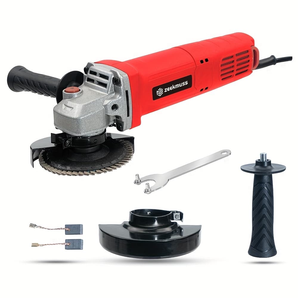 TEMU Zeekmuss 4-1/2 Inch Angle Grinder Set, 850w And 11000 Rpm Metal Angle Grinder, Ventilated And Removable Cooling, With Safety Switch. Black 35pcs Set/red 6pcs Set With Removal Tool And Side Handle