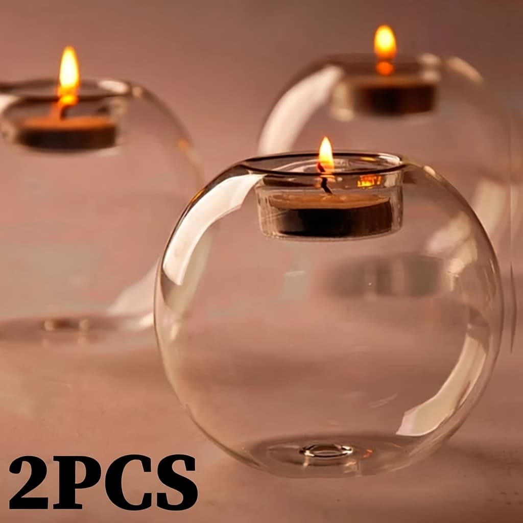 TEMU 2pcs European Crystal Glass Candle Holders | Inch Round | Romantic Design | Wedding Halloween Christmas Party Home Decoration | #weddingdecortrend #homedecorationessentials