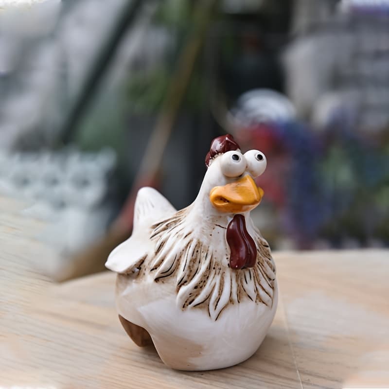 TEMU 1pc Whimsical Chicken Fence Decoration - Durable Resin, Design, Ideal For Outdoor Yards And Gardens, Perfect For Halloween And Christmas Celebrations, Chicken Ornament