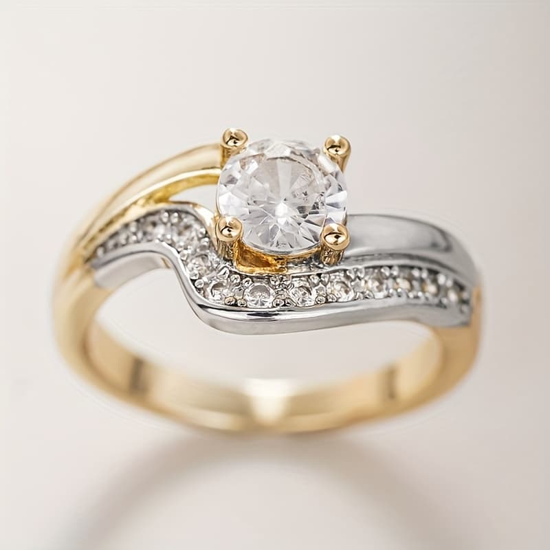 TEMU Shiny Zirconia Ring For Women Men Daily Party Ring Jewelry