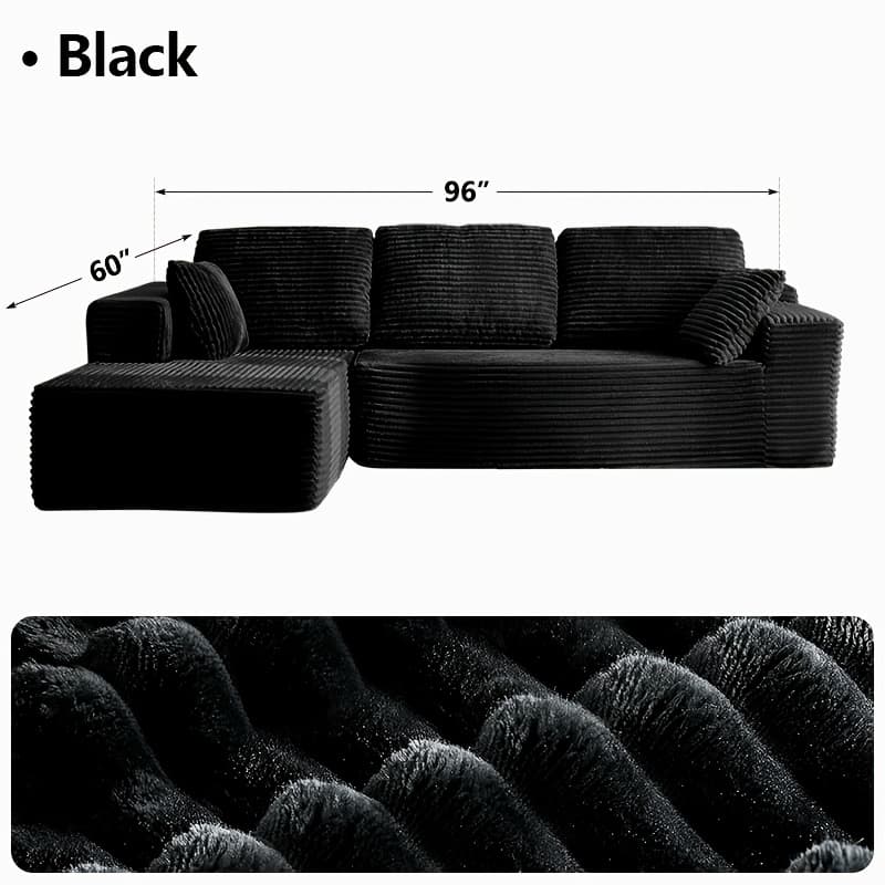 TEMU Oversized L Shaped Couch With Chaise, Minimalist Compressed Boneless Couch No , Modular Cloud Sectional Sofa For Living Room Bedroom, Right Facing Chaise, Plush Corduroy