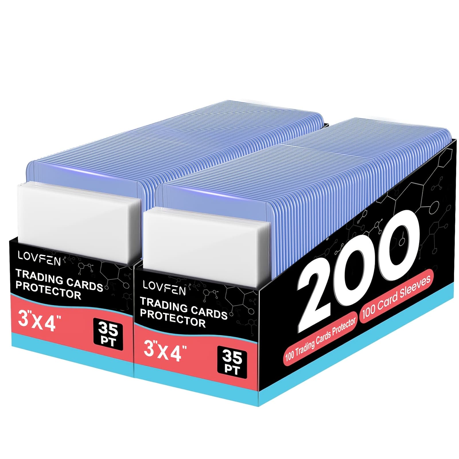 TEMU Lovfen 400ct , 3"x4" Baseball Card Protective Case Hard Plastic, Regular Top Loading Card Holder, Suitable For Sports Football Trading Cards(200 +200 Sleeves)