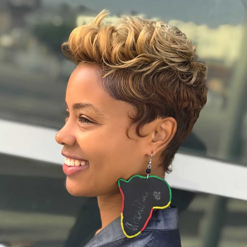 TEMU Nicelatus Mixed Brown Curly Synthetic Wig For Women - Short, Cut Style With Side Bangs, Perfect For Halloween, Christmas Parties & Music Festivals, Short Hair Wig, Nicelatus