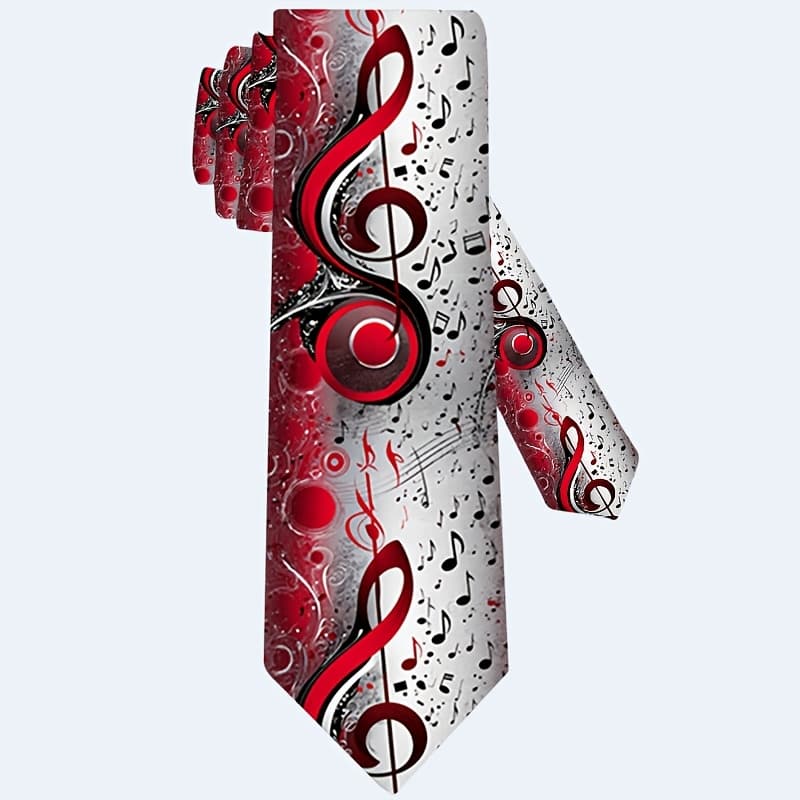 TEMU 1pc, Musical Element Print Necktie, Perfect For Parties, Holidays, And Casual Attire, Accessory | Stylish Tie - Perfect Gift For Men