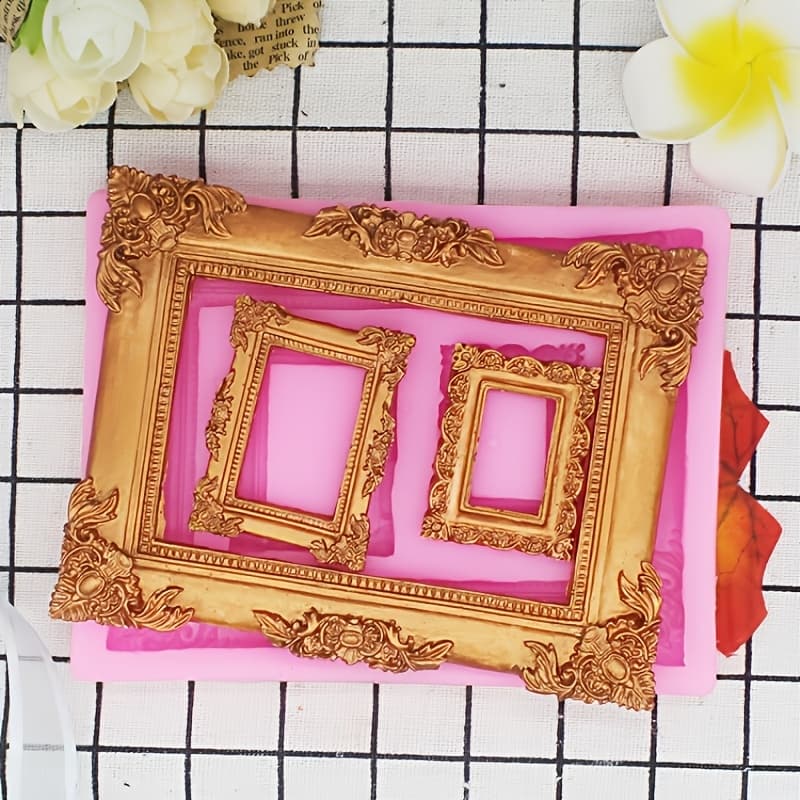 TEMU European Vintage Photo Frame Silicone Mold, Resin Plaster Clay Mold