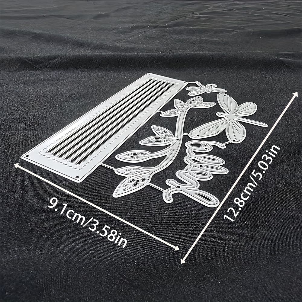 TEMU 1pc Rectangle And Dragonfly Metal Cutting Dies, Diy Scrapbooking Embossing Stencil, Handmade Greeting Card Making Metal Die Cuts, Gift Card Making Tools.