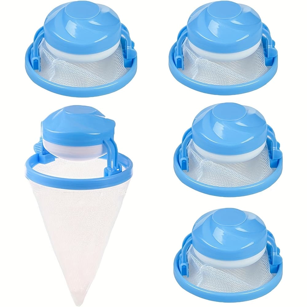 TEMU 5pcs Pet Hair Remover Set, Reusable Washing Machine With Floating Mesh Collection Bag, No Power Required, Laundry Hair Removal System