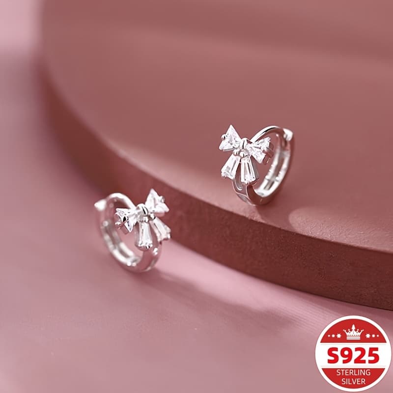 TEMU A Pair Of 925 Sterling -shaped Women's Earrings. Elegant And Sophisticated Earrings, Suitable For . Delicate Ear Ring Additions