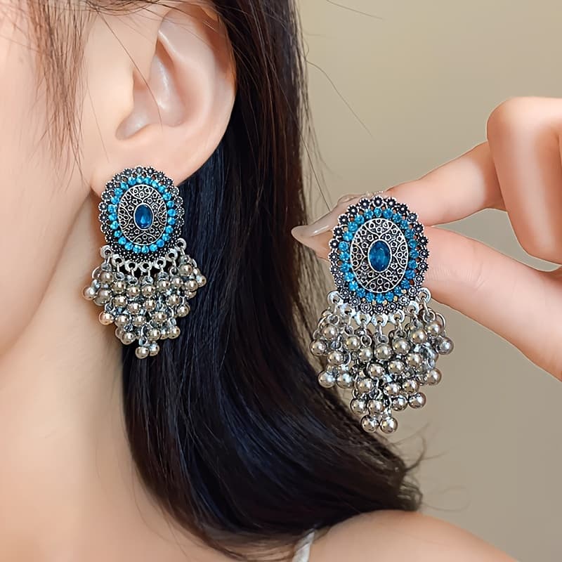 TEMU A Pair Of Light Luxury -style Round Tassel Earrings