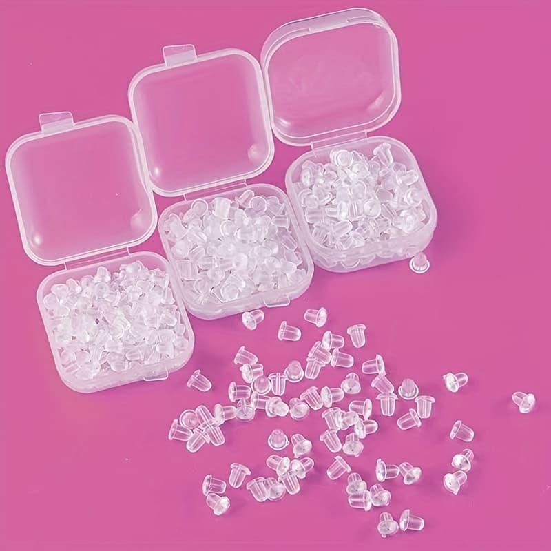 TEMU / 2 Styles Of Transparent Soft Silicone Earrings Back Plug Diy Earring Accessories