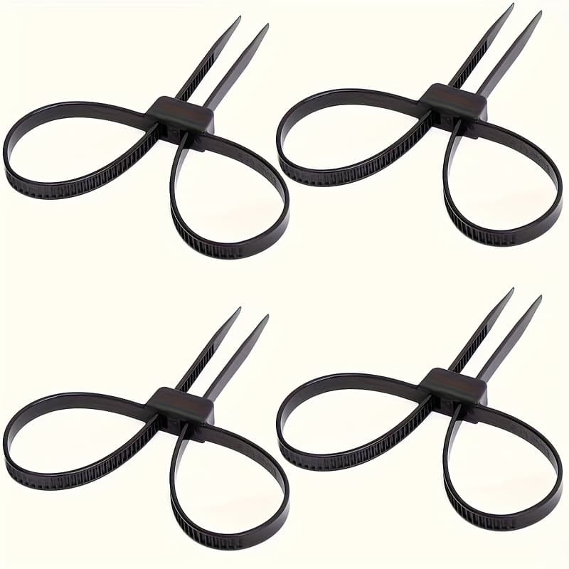 TEMU 2/ 4pcs Of Disposable Heavy-duty Zip Ties With Double Locking Cuffs, Flexible Plastic Nylon Restraints, Of To 250 Lbs, Measuring 27.5 Inches In Length (black)