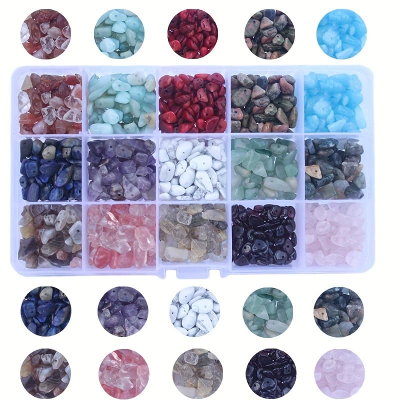 TEMU Set Of 700pcs Of Assorted Natural Stone Beads For Handmade Jewelry Like Bracelets And Necklaces