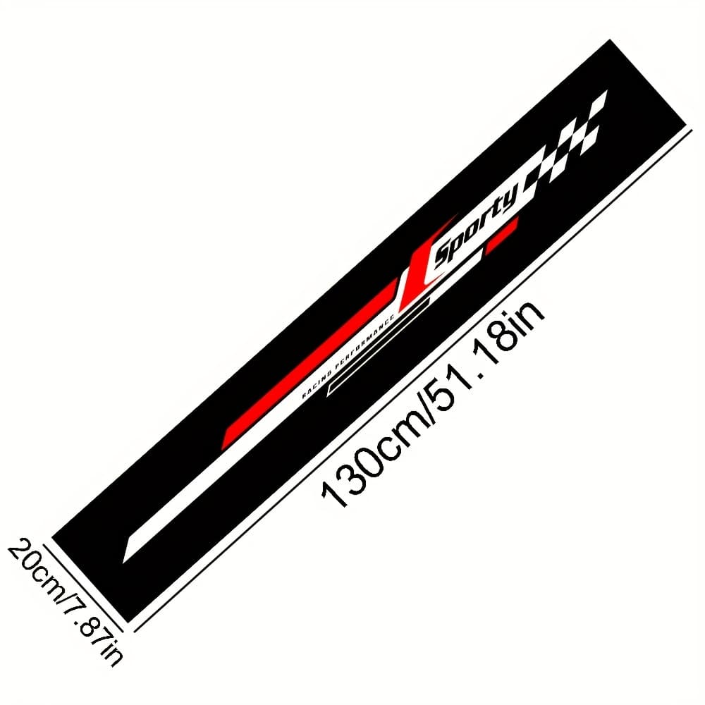 TEMU 1pc Sports Car Windshield Decal - Waterproof Uv Protection Glossy Vinyl Sticker With Checkered , Self-adhesive For Cars, Suvs, Plastic/ Metal (51.18"x7.87"), Car Stickers For Vehicles Waterproof