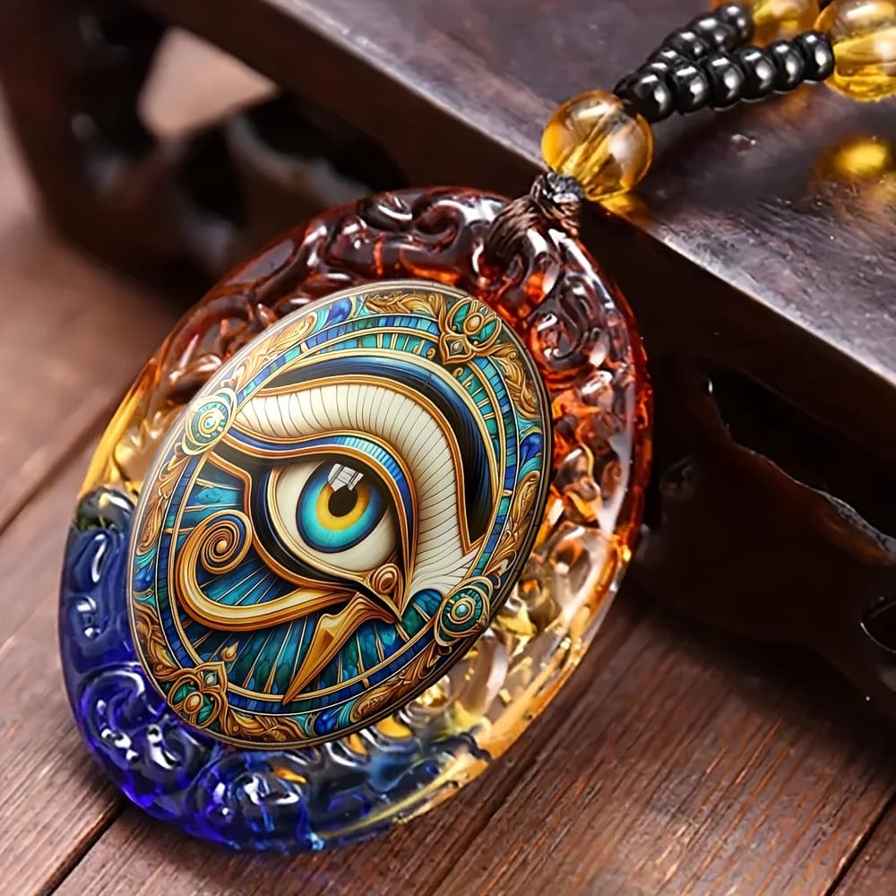 TEMU An Elegant Oval Necklace Featuring A Vibrant And Fashionable Pendant, Ideal As A Religious Gift For Men