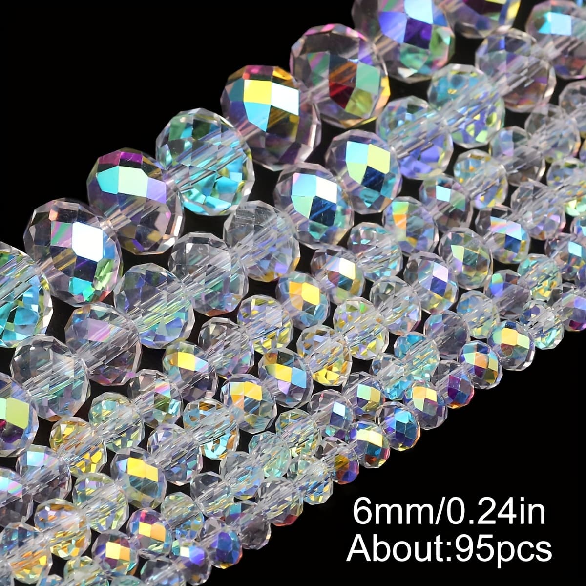 TEMU High-quality Flat Round Glass Beads With Holes In Sizes 3/4/6/8mm, In 145/95/75pcs For Handmade Special Bracelet And Necklace Jewelry Making Supplies