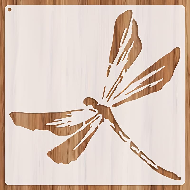 TEMU A Dragonfly Pattern Painting Template, Measuring 7.9*7.9 Inches, Featuring Insect Design Suitable For Painting And Crafts. Used On Walls, Furniture, And Scrapbooks, Making It An For And Crafters