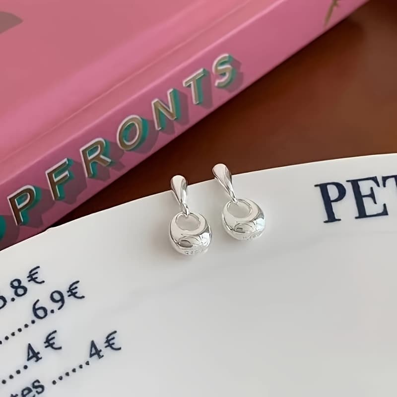 TEMU S925 Sterling Silvery High-end Elegant Earrings, Simple, Stylish And Exquisite Female Jewelry, Suitable For And Special Occasions Women's Earrings