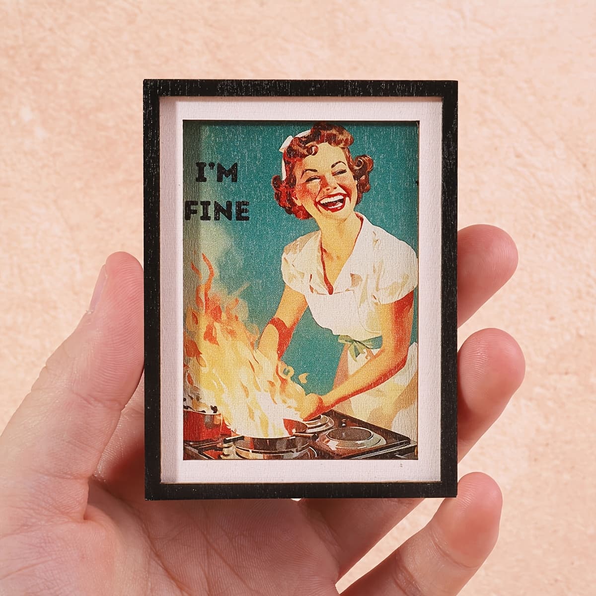 TEMU 1pc Mini Fridge Magnet Compatible For Refrigerator - Miniature Photo Frame With Woman Design, Wood Decoration, Fridge Door & Home Décor - Ideal Gift For Women & Enthusiasts