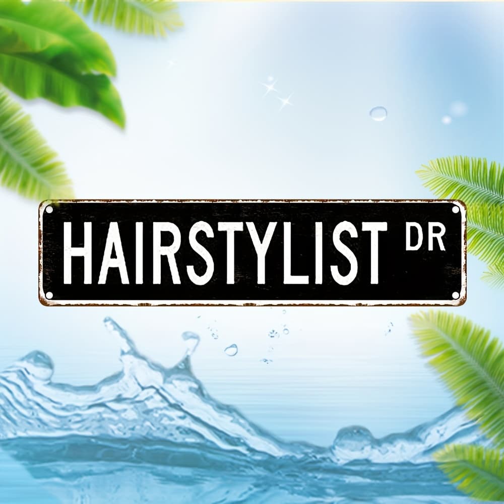 TEMU 1pc "hairstylist" Vintage Aluminum Sign - 16x4", & Water-resistant, Uv-printed Metal Wall Art For Home, Salon, Bar, Cafe Decor, Indoor/ Outdoor Use