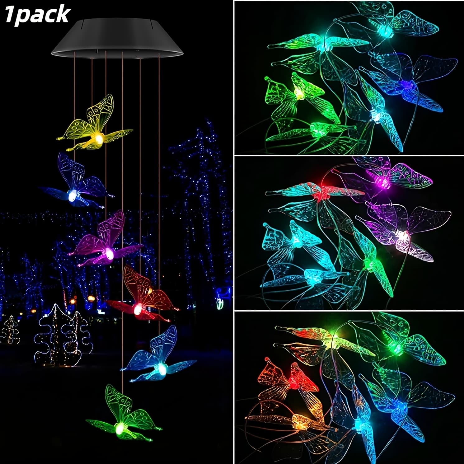 TEMU Solar Wind Chimes, Color-changing Solar Wind Chimes, Solar-powered Garden Wind Chimes, Hanging Solar Lights, Romantic Outdoor Decor, Birthday Christmas Halloween Gifts For Women, Ip44