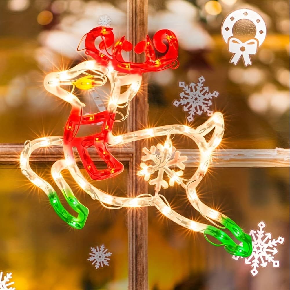 TEMU Lighted Reindeer Christmas Window Silhouette Decoration Christmas Lights For Christmas, Party, Home, Patio Lawn, Garden