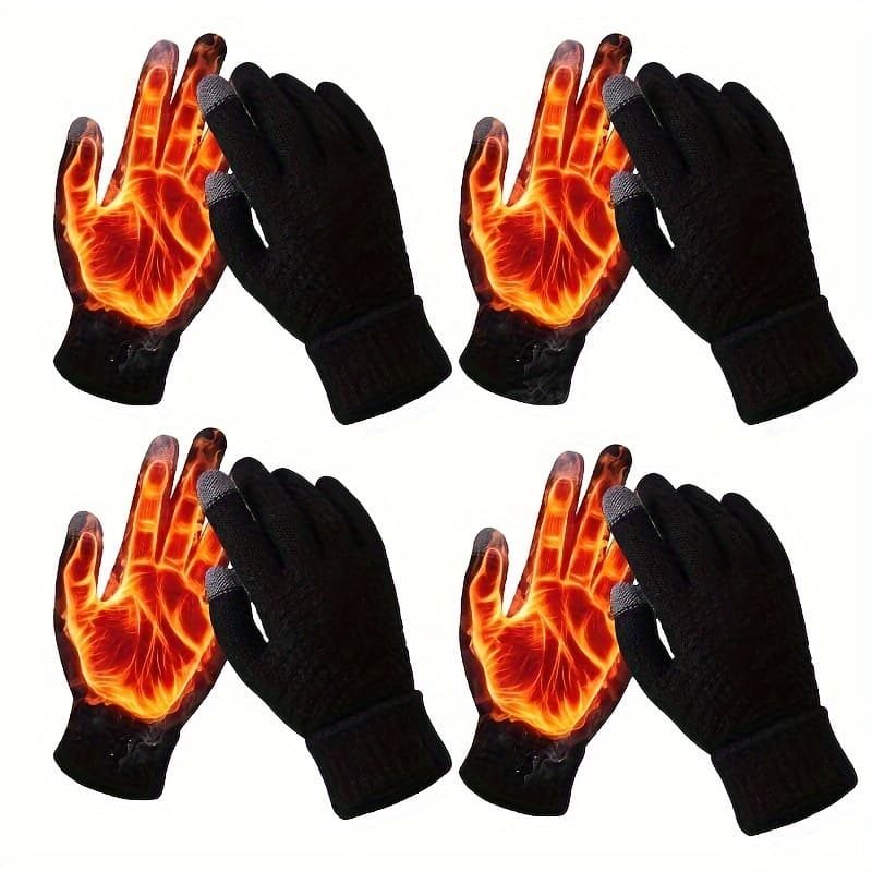 TEMU Set Of 4 Women's Winter Touchscreen Gloves - Cozy, Thick, And Soft Lined For Driving And Biking | Fashionable And For