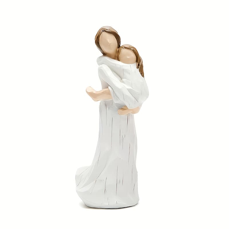 TEMU Collectible Figurines ，1pc Emotional Mother And Daughter Statue - Resin Parent-child Figurine, Embrace For Desk Decor Suitable For Parents And Gift, , Christmas, For Occasion