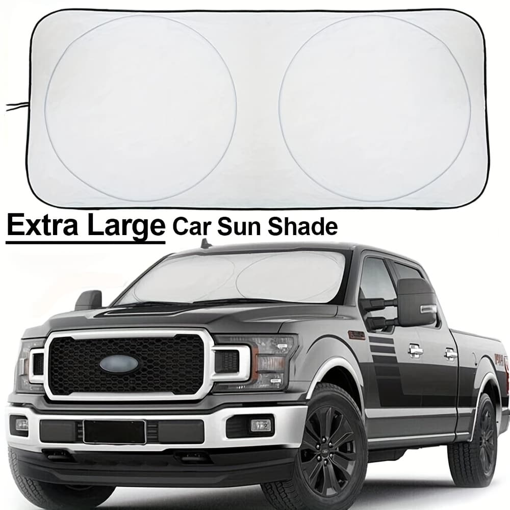 TEMU Car Windshield Sun Shade, 210t Polyester Foldable Front Window Sun Visor Protector, Blocks And Heat Sun Protection Shield, Keep Your Vehicle Cool, Fits Sedans, Mid-size Suv (large)