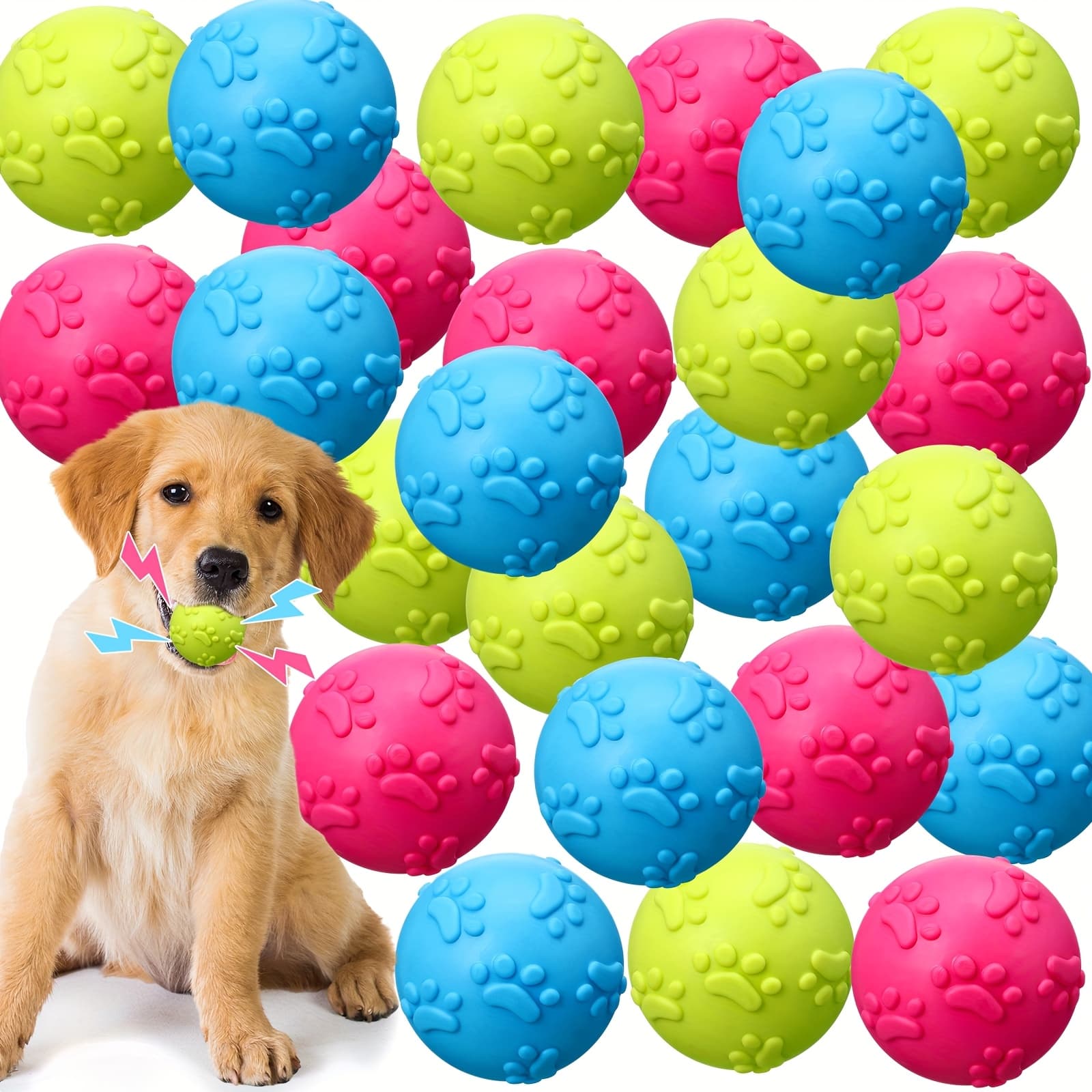 TEMU 24pcs Squeaky Balls For Dogs Rubber Squeaky Dog Toys Bulk 2.36 Inch Dog Toys Ball Interactive Chewing Ball For Medium And Dogs Puppy, 3 Colors