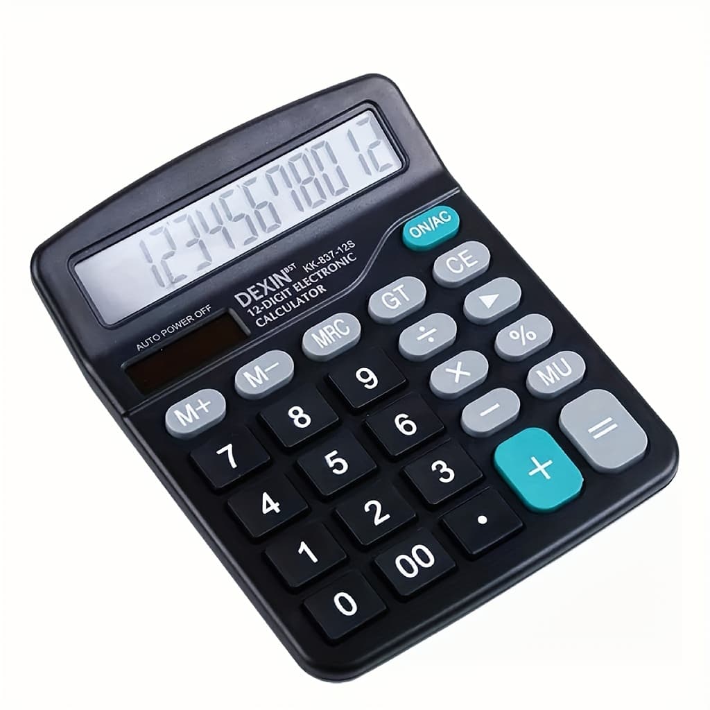 TEMU Calculator With A 12-digit Large Screen Display And Oversized Color Buttons - Ideal For Financial And Business Use, Suitable For Office Supplies, Student Math Tasks, And Operates