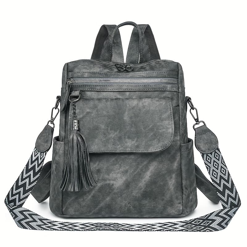 TEMU Fashionable And Versatile Large-capacity Backpack, Vintage Casual Women's Travel Backpack, Zipper Pull Random