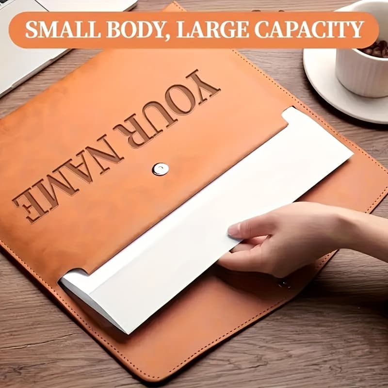TEMU A4 Folder With Customizable Engraving, Large Capacity File Bag, Suitable For Business And Office Organization, Ideal Exam And Storage Tool, Gift