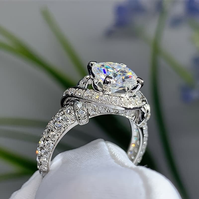 TEMU 1pcs Luxury Sparkling Zirconia Decoration Ladies Wedding Anniversary Gift Ring Fashion Ladies Ring