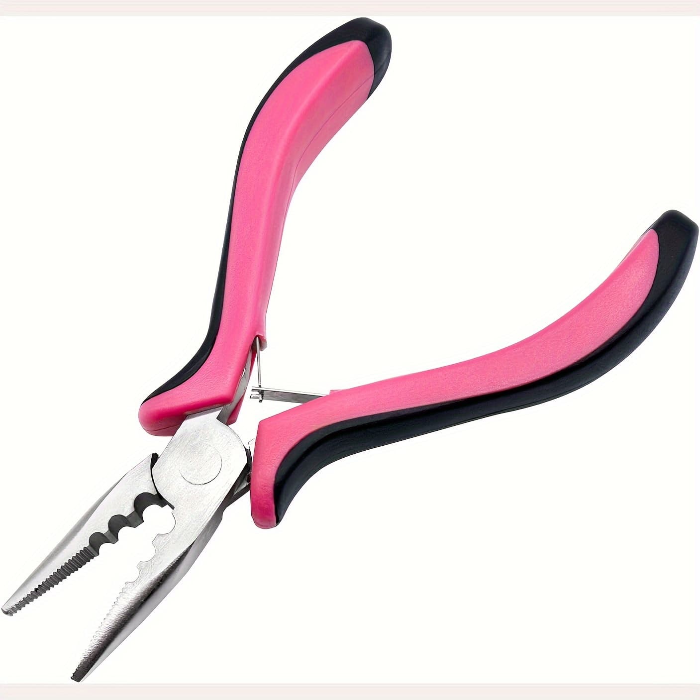 TEMU Professional 3-hole Hair Extension Pliers, 4.96" Flat Nose With Serrated , Nickel Iron, Rust-resistant - Ideal For Hair Extensions & Crafts