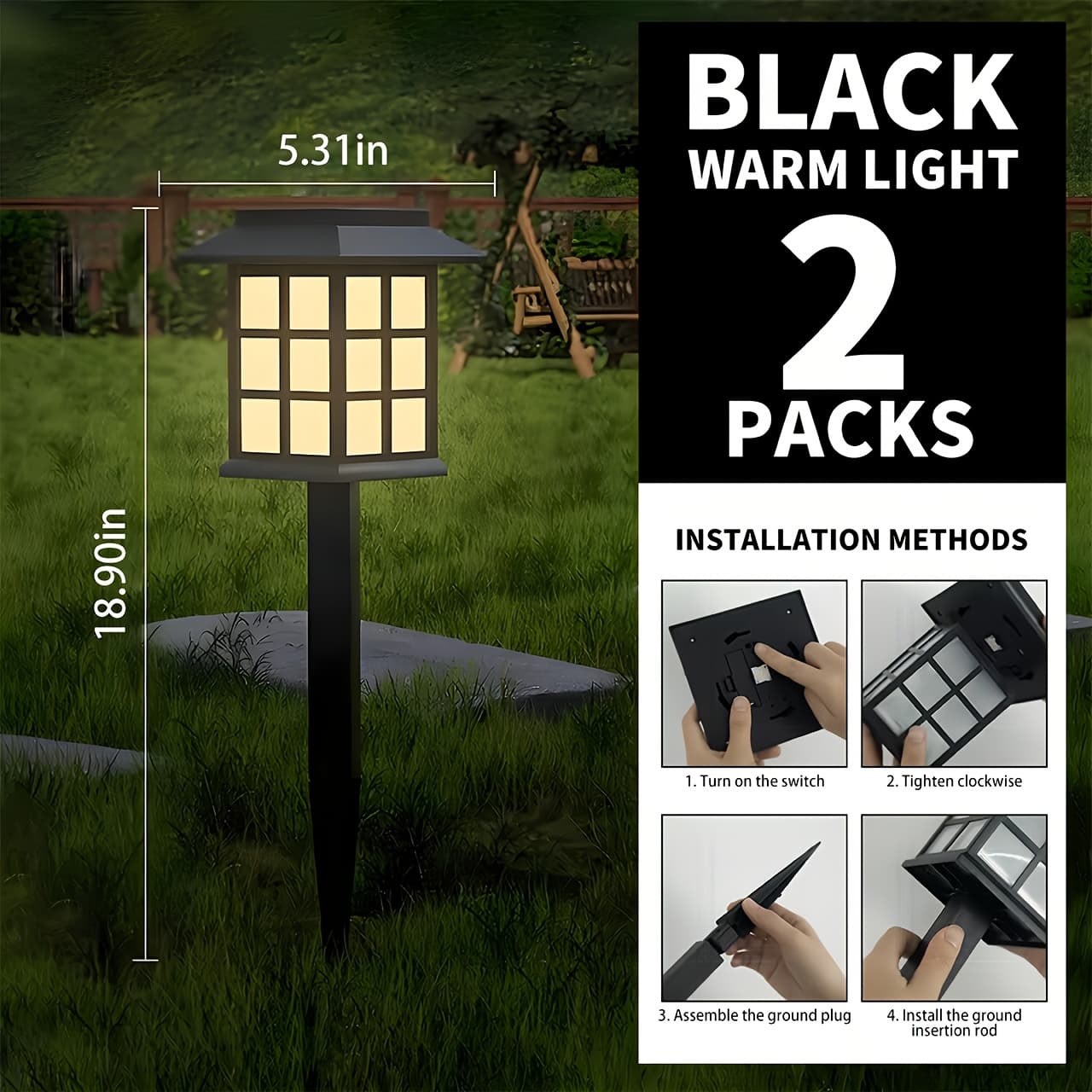 TEMU 12/6/2 Solar Outdoor Lamp, Ip44 Grade Sidewalk Lamp, 10-hour Durable Led Landscape Garden Lamp, Solar Path Lamp, Sidewalk Lamp, Suitable For , , Gardens And Lawns, Solar Garden Decorative Lamp
