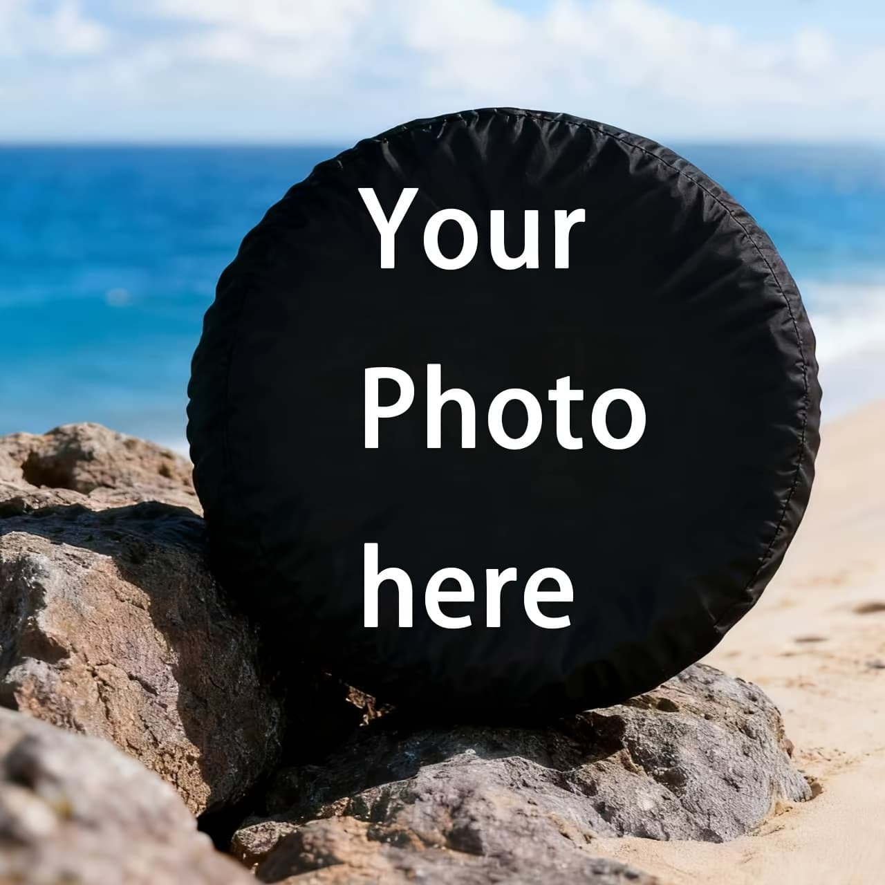 TEMU Self- Pattern Tire Cover, 28/30/32/34 Inch Spare Tire Cover, Durable And Fits Most Vehicles, Elastic Hem, , , Essential Tire Protection For Camping, Off-road, Outdoor, And Travel