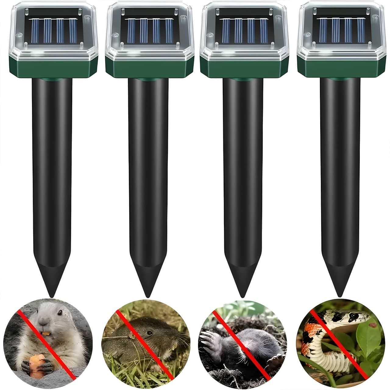 TEMU 2/4 Pack Solar Technology Animal Repeller, Small Sound Mouse Repeller, Ip44 , Cats, Dogs, Mice, Deer, Raccoons, And Rodents, Suitable For Yards, Gardens,